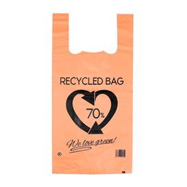 Plastic T-Shirt Bag 70% Recycled Orange 42x53cm 50µm (50 Units) 