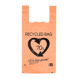 Plastic T-Shirt Bag 70% Recycled Orange 42x53cm 50µm (50 Units) 