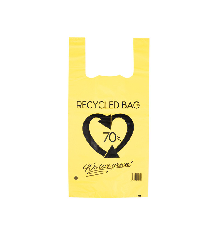Plastic T-Shirt Bag 70% Recycled Yellow 42x53cm 50µm (50 Units) Plastic T-Shirt Bag 70% Recycled Yellow 42x53cm 50µm (50 Units)