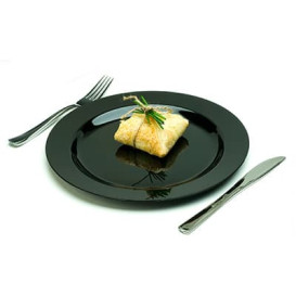 Plastic Plate Extra Rigid Black 26cm (20 Units) 
