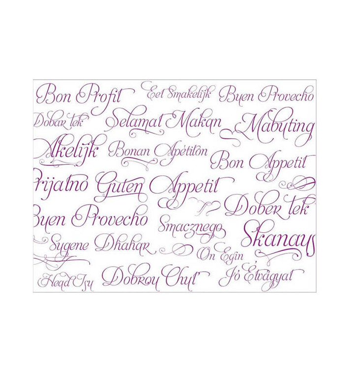 Placemat of Paper in Fuchsia "Buen Provecho" 30x40cm 40g/m² (1.000 Units)