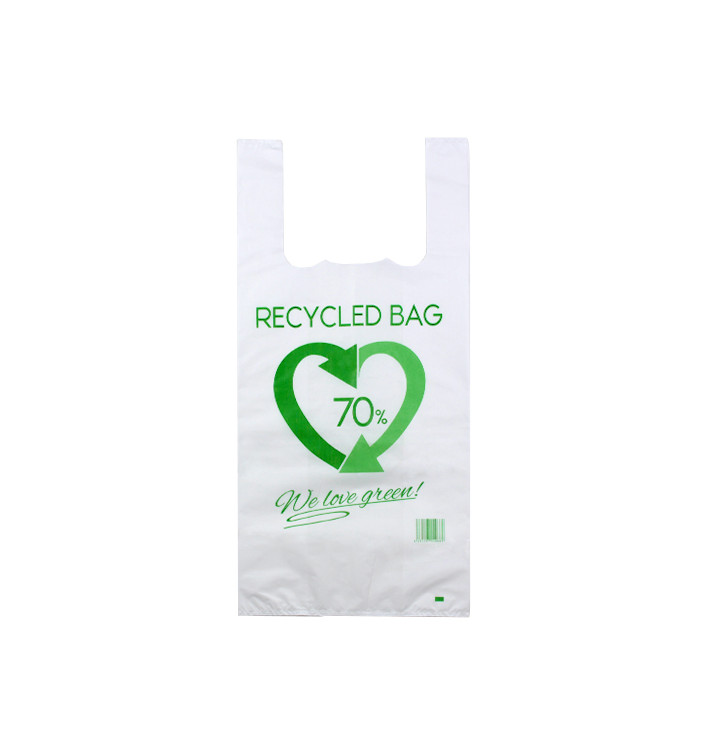 Plastic T-Shirt Bag 70% Recycled 42x53cm 50µm (800 Units) Plastic T-Shirt Bag 70% Recycled 42x53cm 50µm (800 Units)