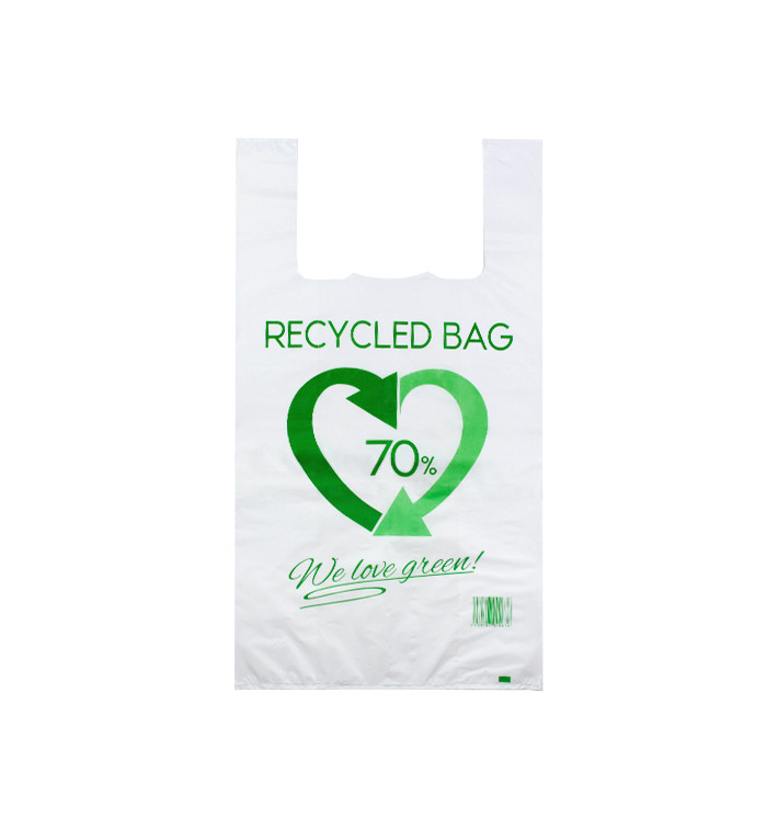 Plastic T-Shirt Bag 70% Recycled 50x60cm 50µm (100 Units) Plastic T-Shirt Bag 70% Recycled 50x60cm 50µm (100 Units)