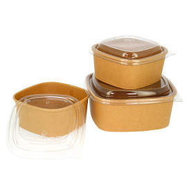 Square Kraft Paper Bowls with Lids