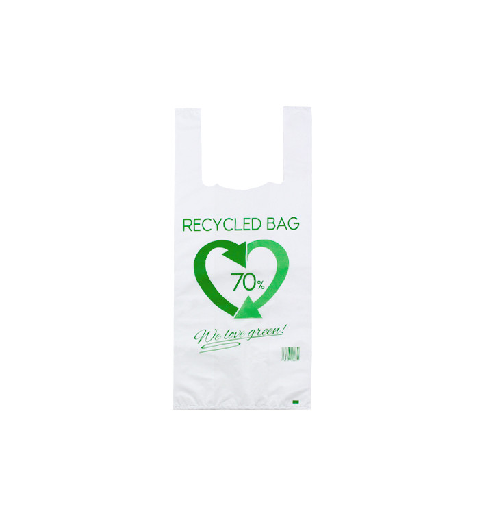 Plastic T-Shirt Bag 70% Recycled 35x50cm 50µm (100 Units) Plastic T-Shirt Bag 70% Recycled 35x50cm 50µm (100 Units)