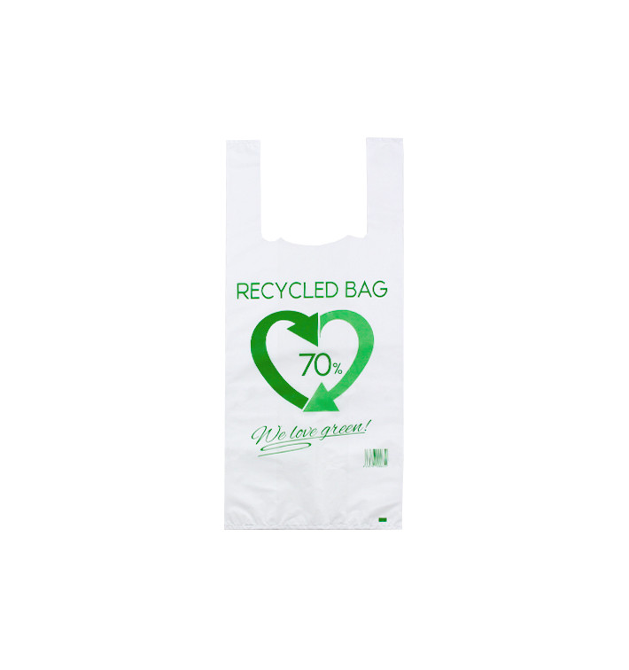 Plastic T-Shirt Bag 70% Recycled 35x50cm 50µm (100 Units) 