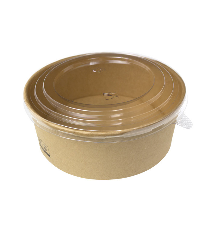 Paper Soup Bowl with Lid Kraft PP 33Oz/1000ml (100 Units)