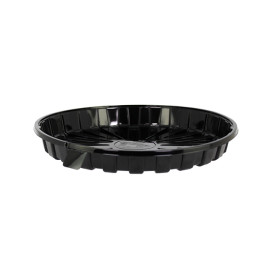 Plastic Cake Slice Container Clear Black Base Ø24x6,5cm (60 Units)
