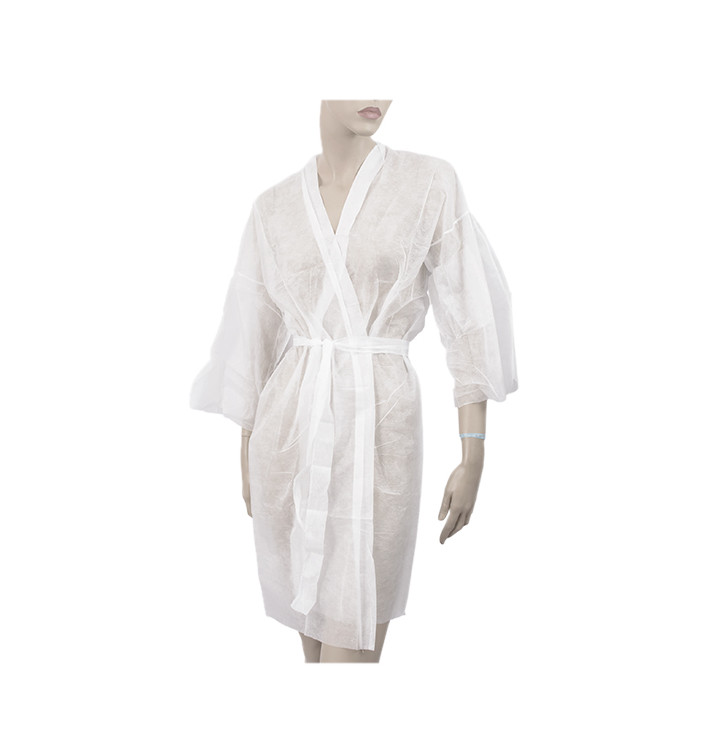 Disposable Lab Coat "Kimono" Tie Belt Pocket "TST" PP White XL (10 Units) Disposable Lab Coat "Kimono" Tie Belt Pocket "TST" PP White XL (10 Units)