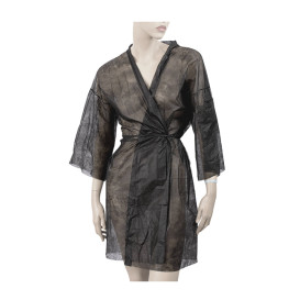 Disposable Lab Coat "Kimono" Tie Belt Pocket "TST" PP Black XL (1 Units)