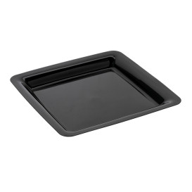 Plastic Plate Square shape Extra Rigid Black 22,5x22,5cm (20 Units) 