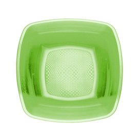 Plastic Plate Deep Lime Green Square shape PP 18 cm (300 Units)