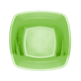 Plastic Plate Deep Lime Green Square shape PP 18 cm (300 Units)