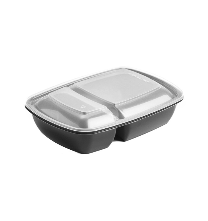 Plastic Deli Container with Lid PP Black 2C 1300ml 28x20cm (15 Units) Plastic Deli Container with Lid PP Black 2C 1300ml 28x20cm (15 Units)