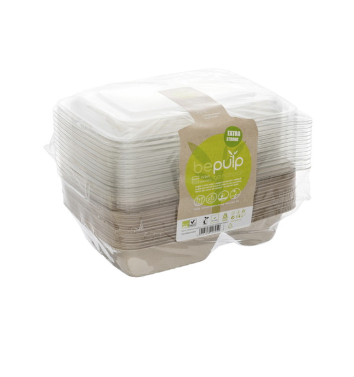 Sugar Cane Container with Lid 2C 750ml 23x16cm (15 Units) Sugar Cane Container with Lid 2C 750ml 23x16cm (15 Units)