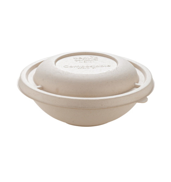 Sugarcane Bowl "Buddha" with Lid 750ml Ø17x17cm (15 Units) Sugarcane Bowl "Buddha" with Lid 750ml Ø17x17cm (15 Units)