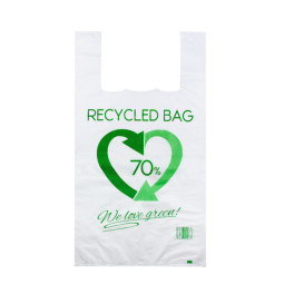 Plastic T-Shirt Bag 70% Recycled 40x60cm 50µm (100 Units) 