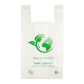 Plastic T-Shirt Bag 100% Biodegradable 35x50cm (100 Units) 