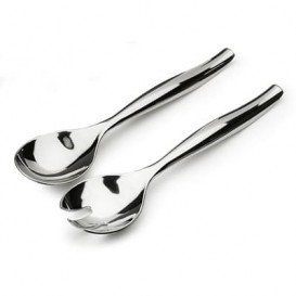 Plastic Spoon and Fork PS Salad Silver 