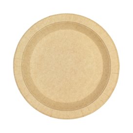 Paper Plate Round Greaseproof Shape Kraft Ø18cm 195g/m² (450 Units) 