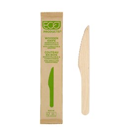 Wrapped Disposable Wooden Knife 16,5cm (500 Units) 
