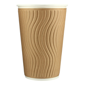 Paper Cup Ripple Wall Kraft 16 Oz/495ml Ø9,0cm (620 Units)