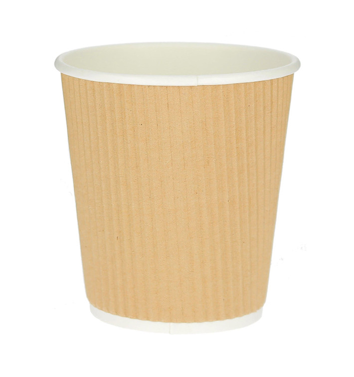 Paper Cup "Ripple Kraft" Brown 8 Oz/250ml Ø8cm (500 Units) Paper Cup "Ripple Kraft" Brown 8 Oz/250ml Ø8cm (500 Units)
