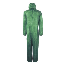 Disposable Plastic Coverall "TST" PP Hood Zipper Size XL Green (50 Units)