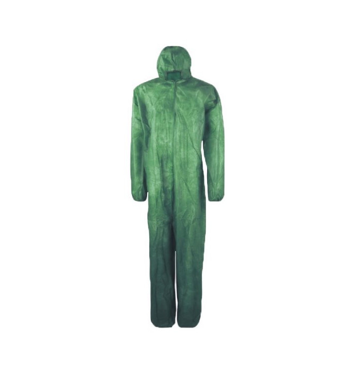 Disposable Plastic Coverall "TST" PP Hood Zipper Size L Green (50 Units) Disposable Plastic Coverall "TST" PP Hood Zipper Size L Green (50 Units)
