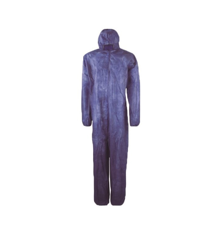 Disposable Plastic Coverall "TST" PP Hood Zipper Size L Blue (1 Unit) Disposable Plastic Coverall "TST" PP Hood Zipper Size L Blue (1 Unit)