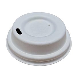 Lid with Hole of Moulded Cellulose Fibre White Ø7cm (2.100 Units)