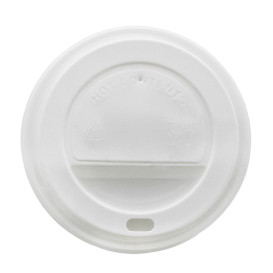 [Case of 1000] Disposable Plastic Dome Lids for 10, 12, 16, & 20 oz. Paper  Hot Coffee Cup - White