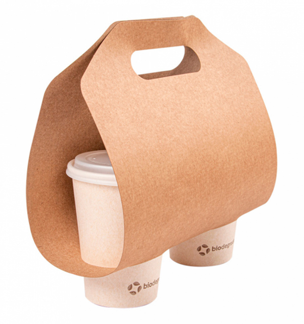 Paper Kraft Cup Carrier 46,5x22,5cm Ø6,7cm (100 Units) 