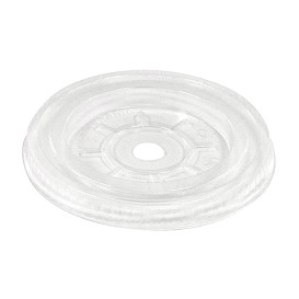 Plastic Lid with Hole PLA Flat Clear Ø7,8cm (100 Units)  