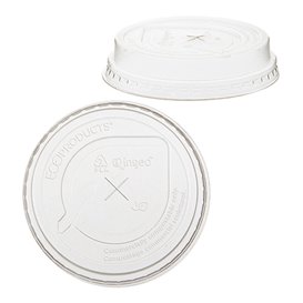 Plastic Lid with Straw Slot PLA for Cornstarch Cup 205,295ml (50 Units) 