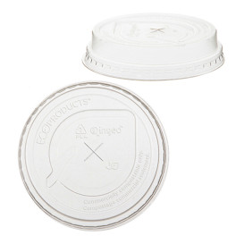 Plastic Lid with Straw Slot PLA for Cornstarch Cup 205,295ml (50 Units) 