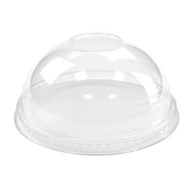 Plastic Dome Lid with Hole PLA for Cup 265,355,590ml (100 Units)