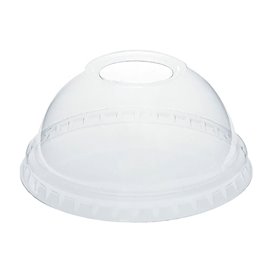 Plastic Dome Lid with Hole PLA Clear Ø9,5cm (100 Units) 