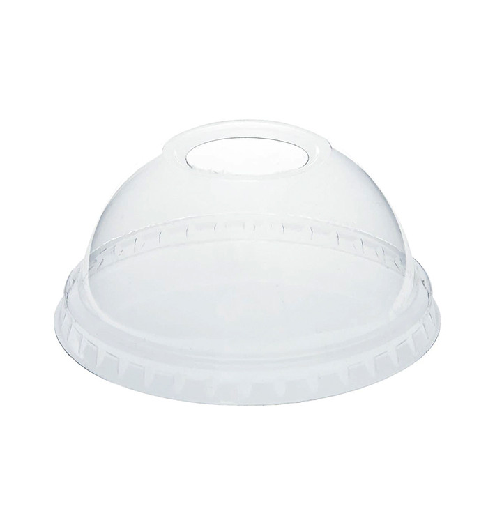 Plastic Dome Lid with Hole PLA Clear Ø9,5cm (100 Units) Plastic Dome Lid with Hole PLA Clear Ø9,5cm (100 Units)