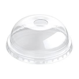 Plastic Dome Lid with Hole PET Crystal Ø9,4cm (100 Units)  