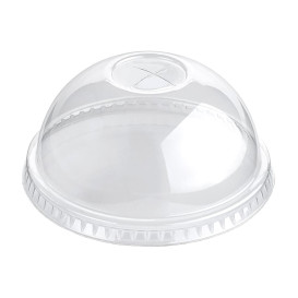 Plastic Dome Lid with Straw Slot PET Crystal Ø9,4cm (100 Units)  