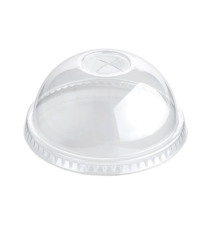 Plastic Dome Lid with Straw Slot PET Crystal Ø9,4cm (900 Units)