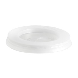 Plastic Lid with Straw Slot PS Clear Flat Ø7cm (1500 Units)