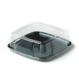 Plastic Tray Hard Black with Lid 27x27cm (5 Units) 