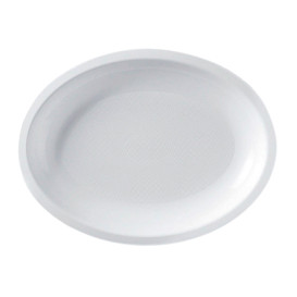 Plastic Platter Microwavable Oval Shape White 25,5x19 cm (600 Units)