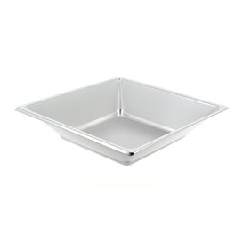 Plastic Plate Deep Square shape Silver 18 cm (25 Units) 