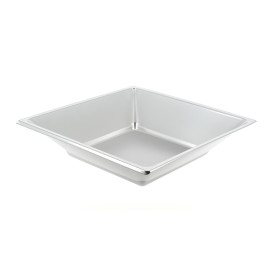 Plastic Plate Deep Square shape Silver 18 cm (25 Units) 