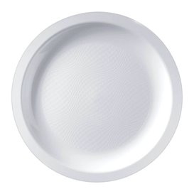 Plastic Plate Flat White "Round" PP Ø18,5 cm (50 Units) 