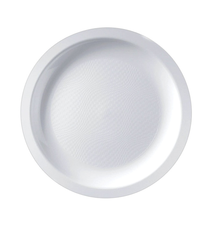 Plastic Plate Flat White "Round" PP Ø18,5 cm (50 Units) 