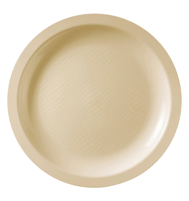 Plastic Plate Flat Cream "Round" PP18,5 cm (50 Units) 